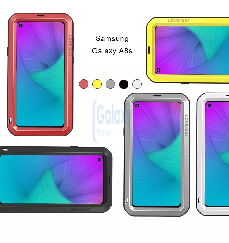 Противоударный металлический Чехол бампер Love Mei Powerful для Samsung Galaxy A8 Plus 2018 A730F Silver (Серебро)