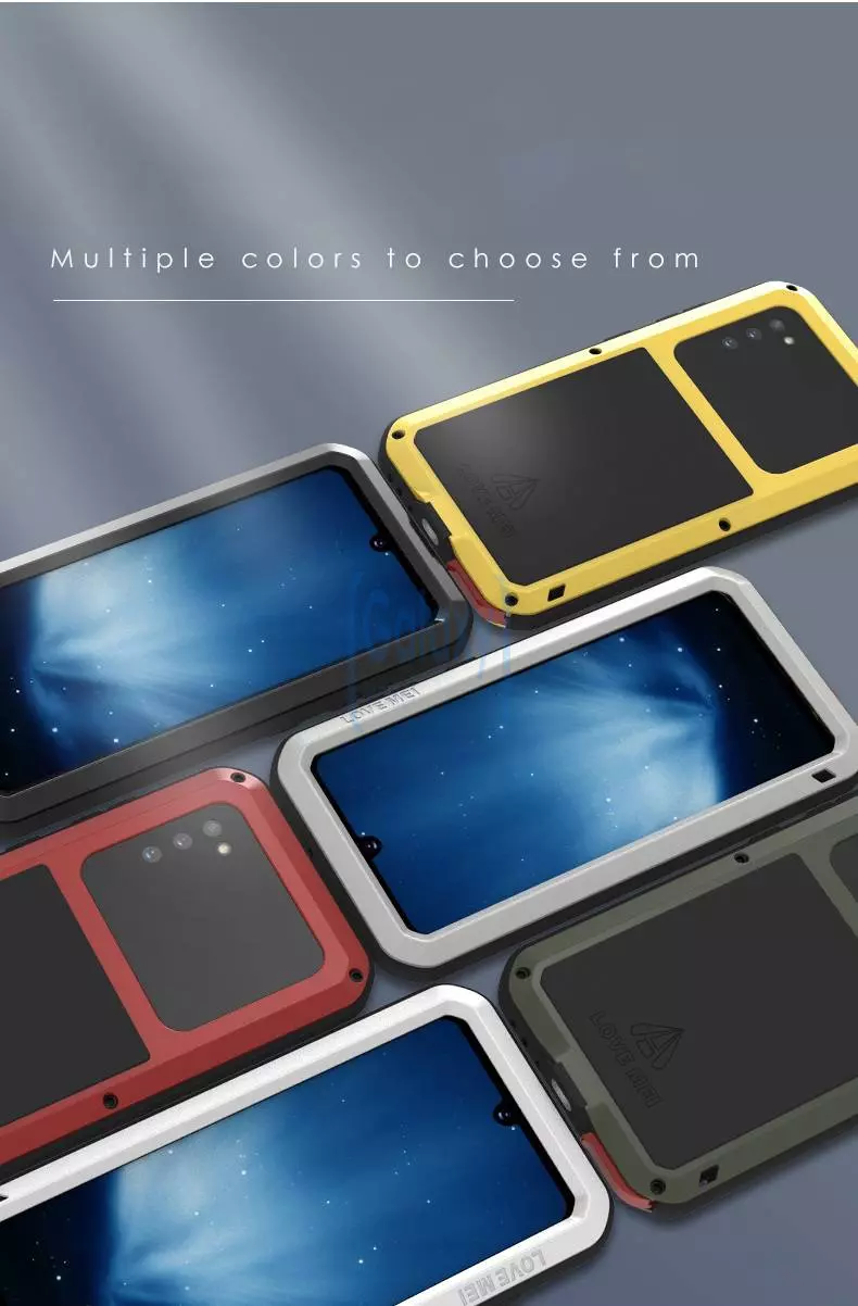 Противоударный металлический Чехол бампер Love Mei Powerful для Samsung Galaxy A41 Yellow (Желтый)