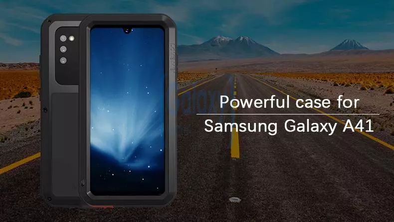 Противоударный металлический Чехол бампер Love Mei Powerful для Samsung Galaxy A41 Black (Черный)