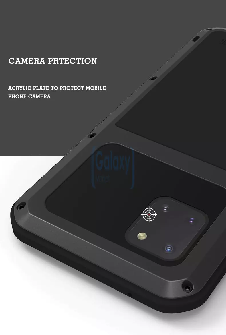 Противоударный металлический Чехол бампер Love Mei Powerful для Samsung Galaxy Note 10 Lite Black (Черный)
