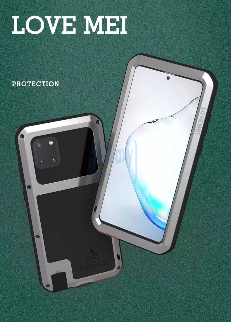 Противоударный металлический Чехол бампер Love Mei Powerful для Samsung Galaxy Note 10 Lite White (Белый)