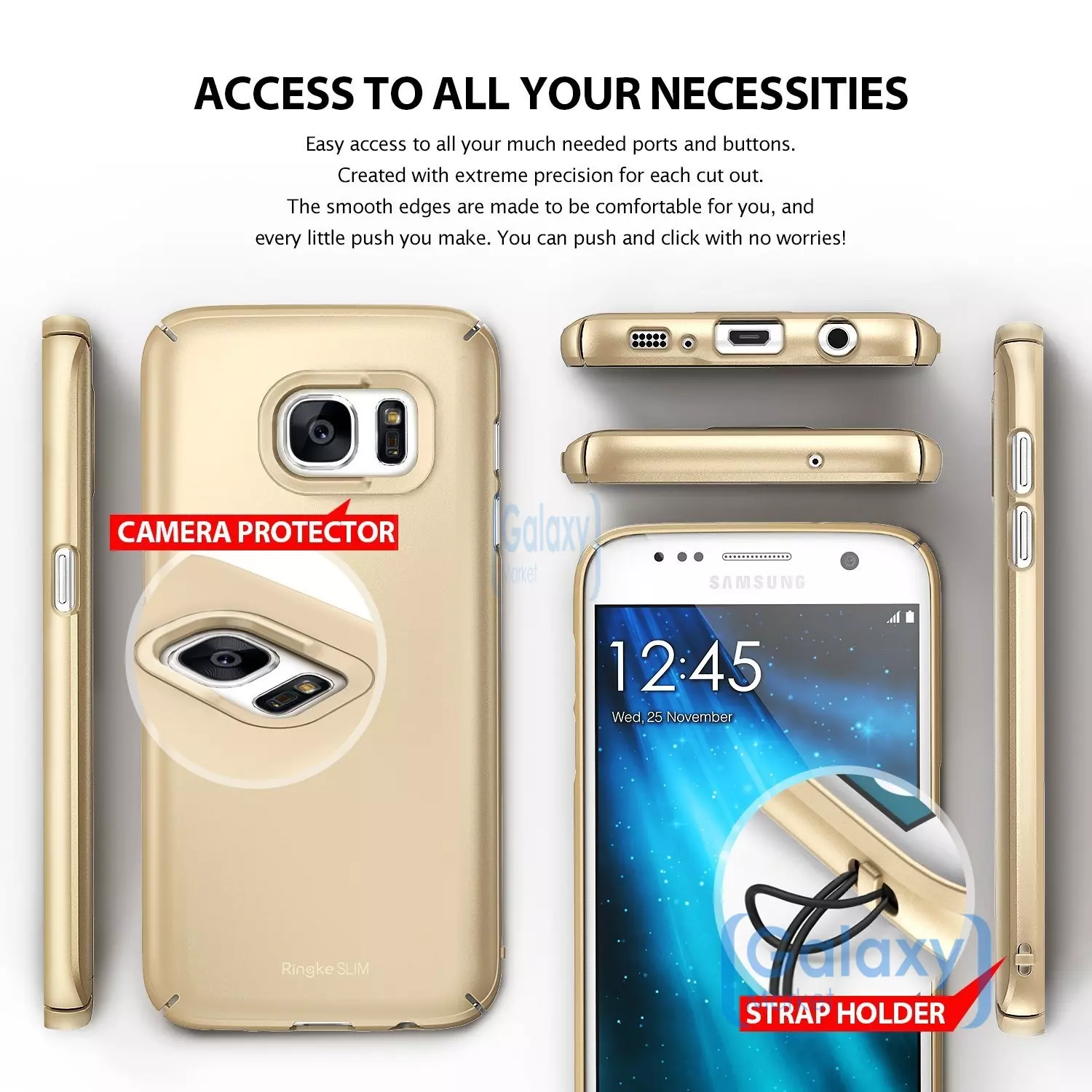 Чехол бампер Ringke Slim Case для Samsung Galaxy S7 G930F Royal Gold (Золотой)