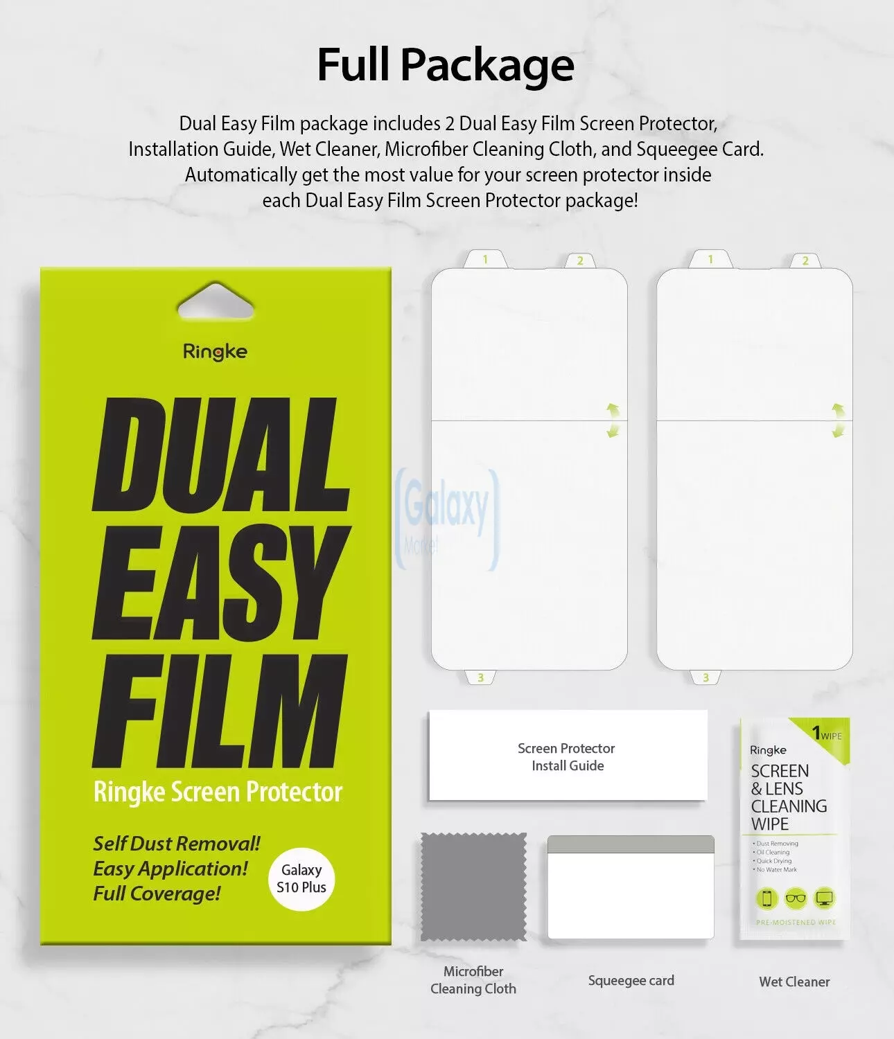 Защитная пленка Ringke Dual Easy Full Cover для Samsung Galaxy S10 Plus