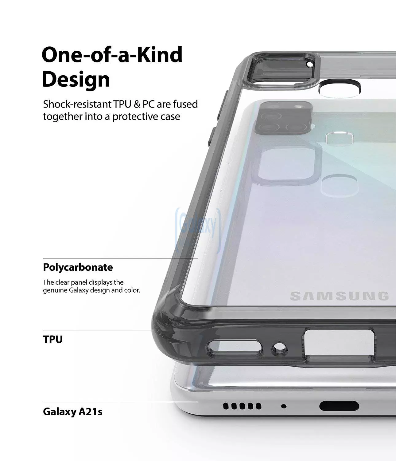 Чехол бампер Ringke Fusion для Samsung Galaxy A21s Clear (Прозрачный)