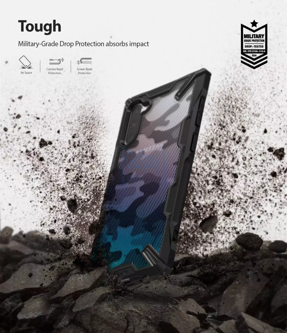 Чехол бампер Ringke Fusion-X Design для Samsung Galaxy Note 10 Blue (Синий камуфляж)