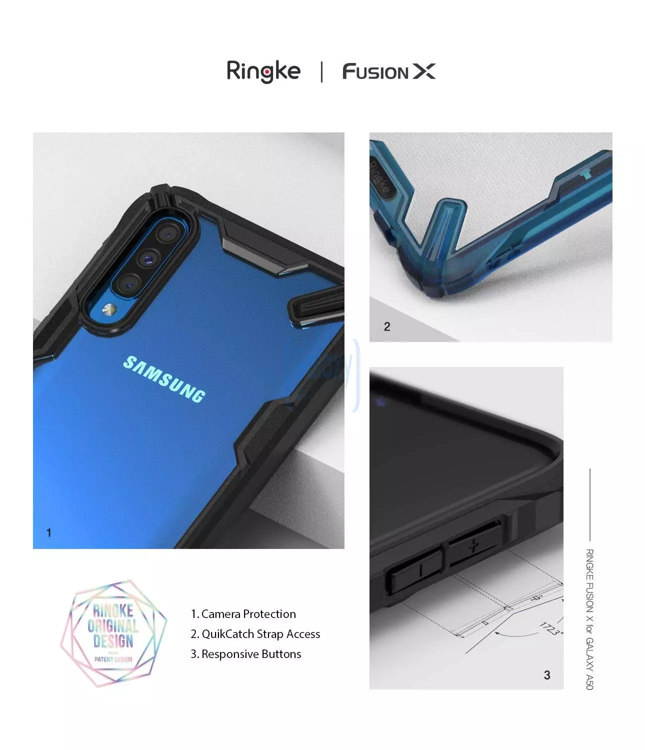 Чехол бампер Ringke Fusion-X Design для Samsung Galaxy A50 Camo Black (Камуфляж Черный)