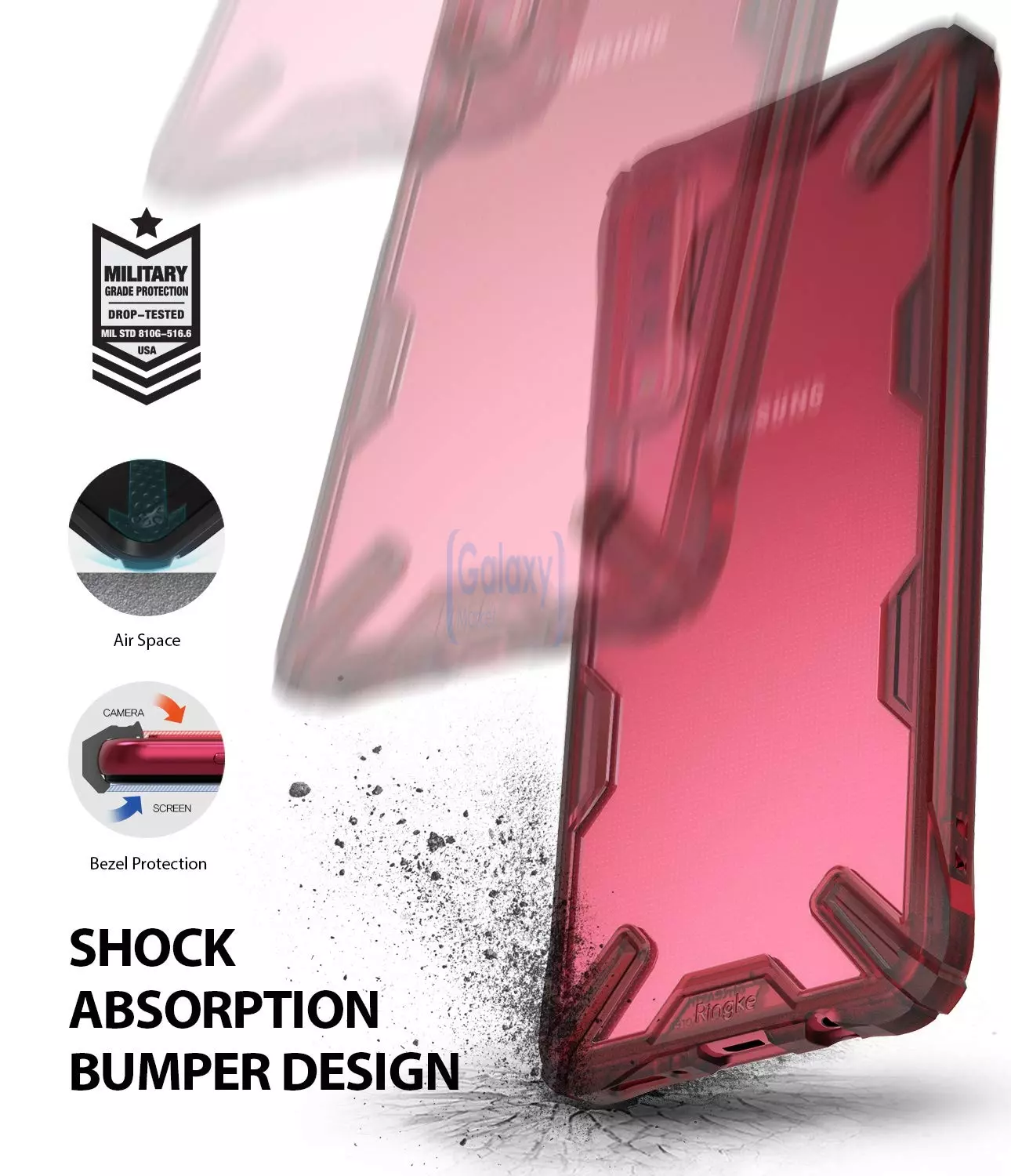 Чехол бампер Ringke Fusion-X Case для Samsung Galaxy A7 2018 Red (Красный)