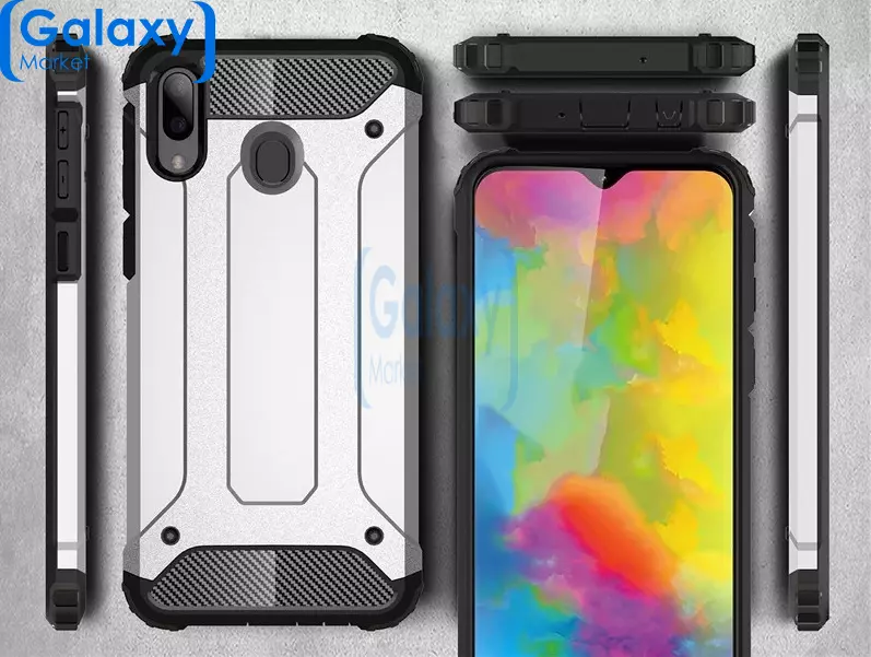 Чехол бампер Rugged Hybrid Tough Armor Case для Samsung Galaxy M20 (2019) Black/Gold (Черный/Золотистый)