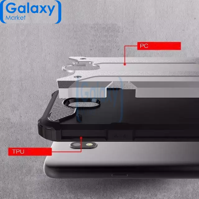 Чехол бампер Rugged Hybrid Tough Armor Case для Samsung Galaxy J4 (2018) Silver (Серебристый)