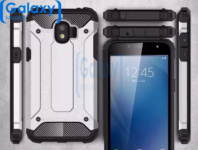 Чехол бампер Rugged Hybrid Tough Armor Case для Samsung Galaxy J4 (2018) Silver (Серебристый)