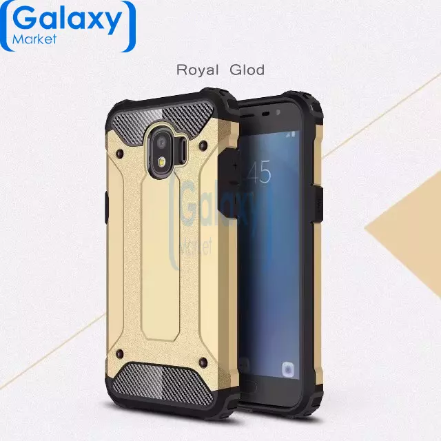Чехол бампер Rugged Hybrid Tough Armor Case для Samsung Galaxy J4 (2018) Gold (Золотистый)