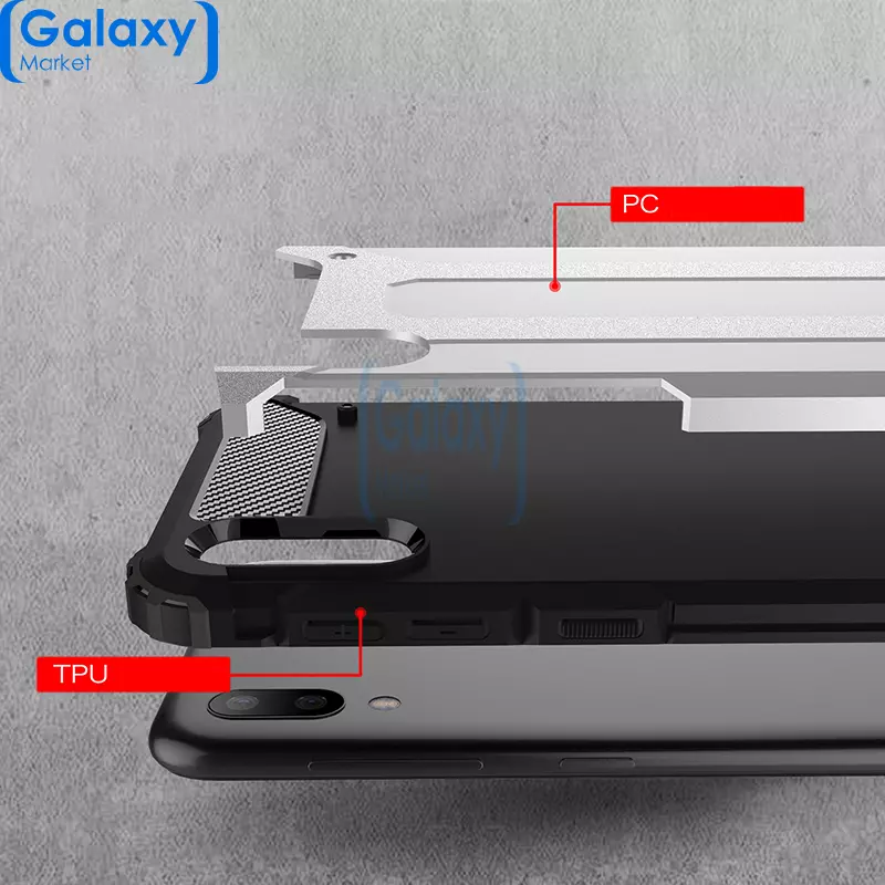 Чехол бампер Rugged Hybrid Tough Armor Case для Samsung Galaxy M10 (2019) Black/Gold (Черный/Золотистый)