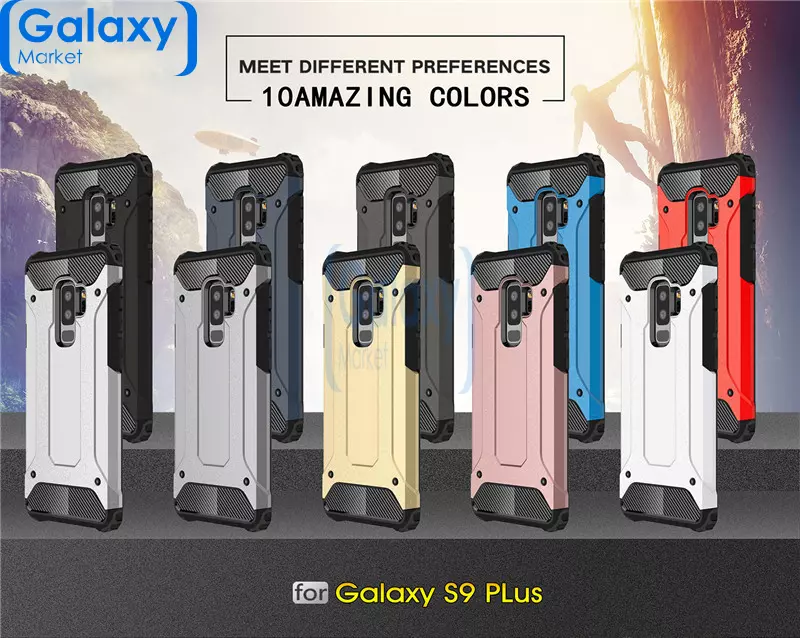 Чехол бампер Rugged Hybrid Tough Armor Case для Samsung Galaxy S9 Plus Black/Gold (Черный/Золотистый)