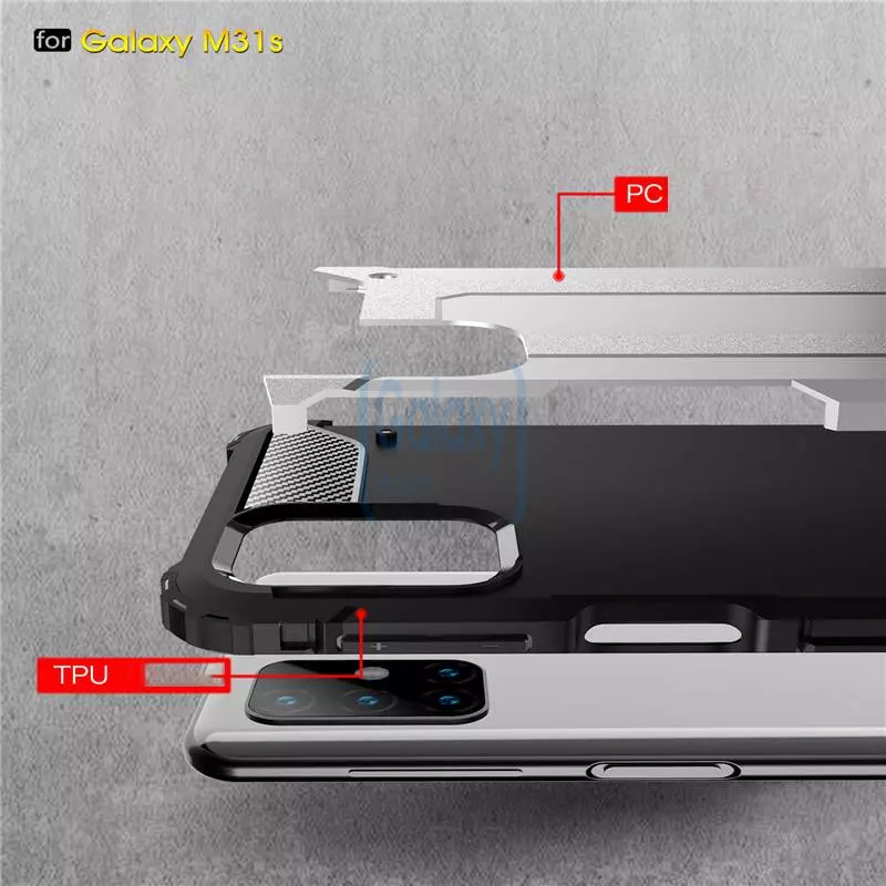 Чехол бампер Rugged Hybrid Tough Armor Case для Samsung Galaxy M31s Black (Черный)