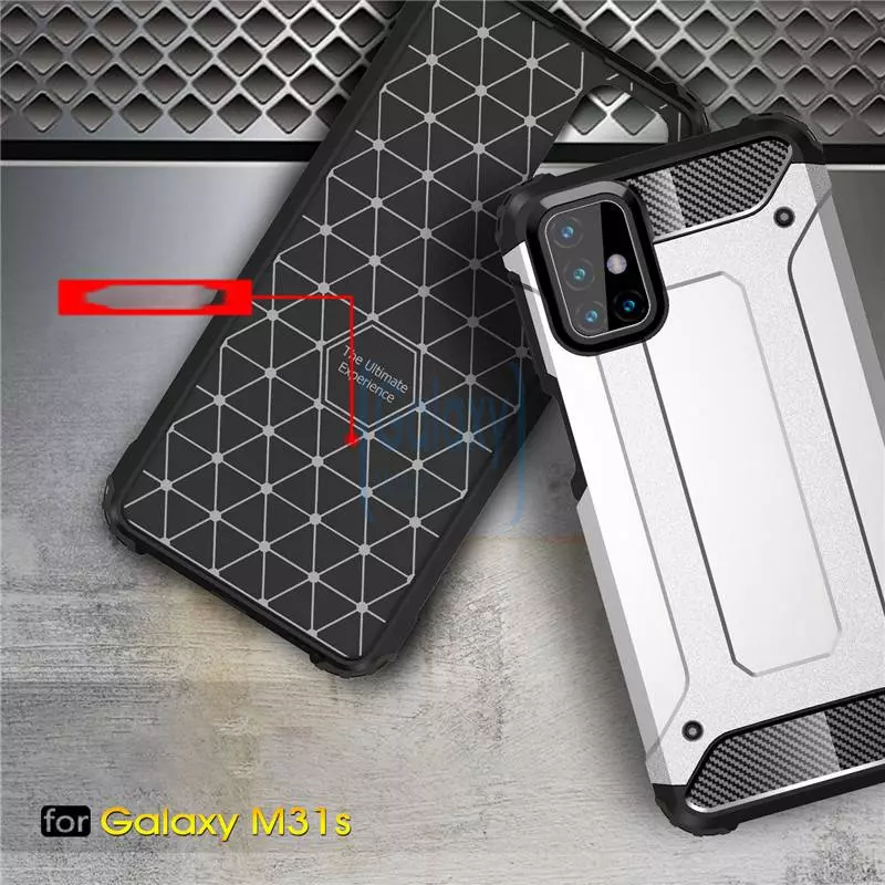 Чехол бампер Rugged Hybrid Tough Armor Case для Samsung Galaxy M31s Black (Черный)
