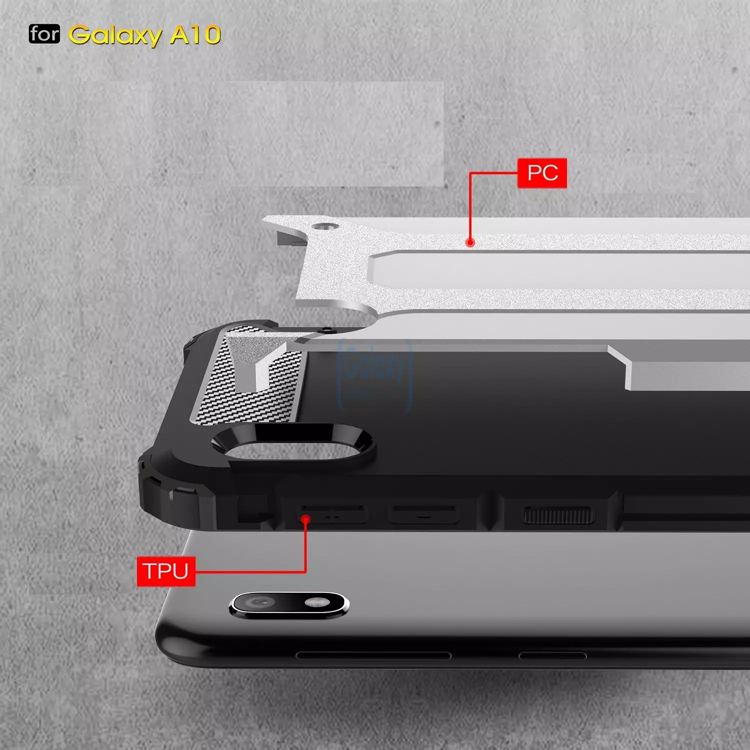Чехол бампер Rugged Hybrid Tough Armor Case для Samsung Galaxy A10 Red (Красный)
