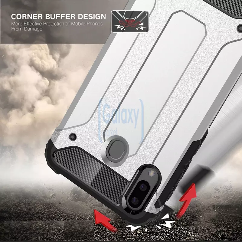 Чехол бампер Rugged Hybrid Tough Armor Case для Samsung Galaxy A20 Black (Черный)