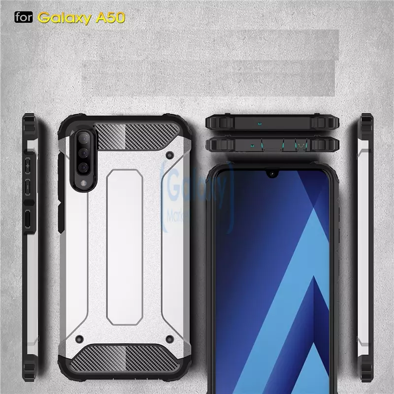 Чехол бампер Rugged Hybrid Tough Armor Case для Samsung Galaxy A50 Gold (Золотой)