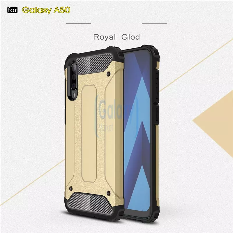Чехол бампер Rugged Hybrid Tough Armor Case для Samsung Galaxy A50 Gold (Золотой)