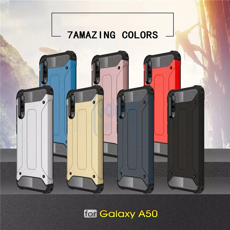 Чехол бампер Rugged Hybrid Tough Armor Case для Samsung Galaxy A50 Silver (Серебрянный)