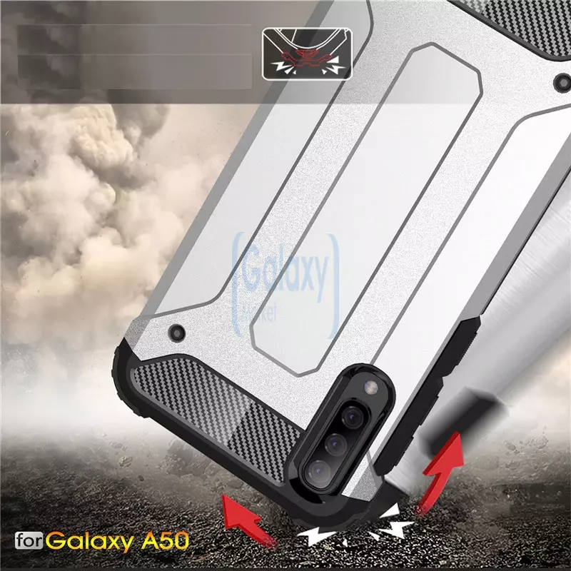 Чехол бампер Rugged Hybrid Tough Armor Case для Samsung Galaxy A50 Gold (Золотой)