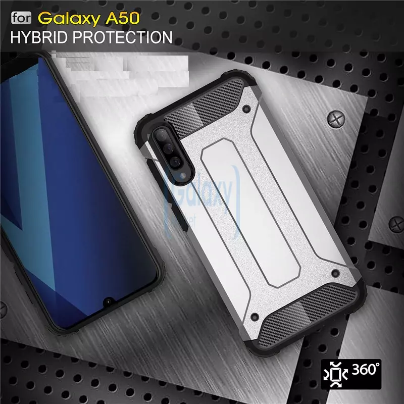 Чехол бампер Rugged Hybrid Tough Armor Case для Samsung Galaxy A50 Silver (Серебрянный)
