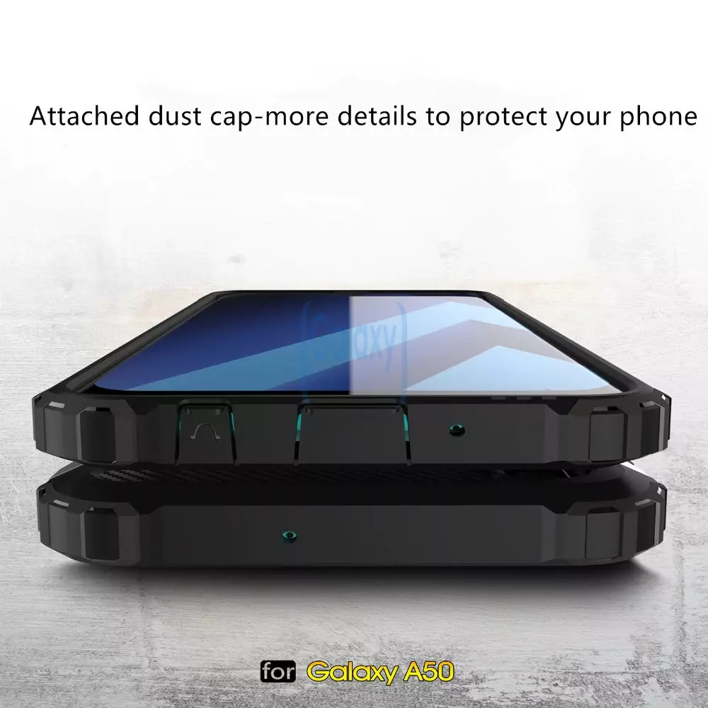 Чехол бампер Rugged Hybrid Tough Armor Case для Samsung Galaxy A70 Black (Черный)