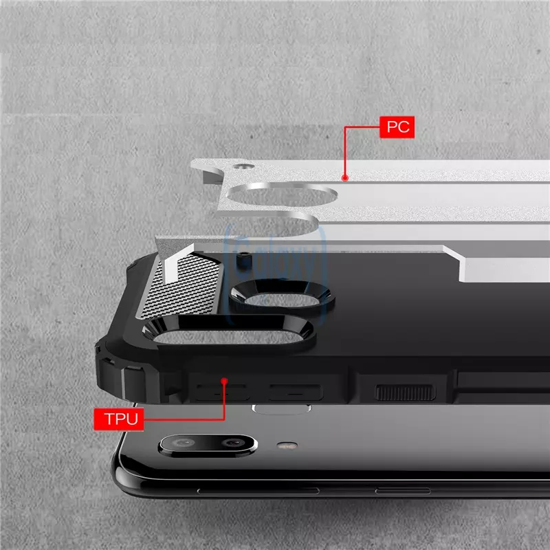 Чехол бампер Rugged Hybrid Tough Armor Case для Samsung Galaxy M40 Silver (Серебрянный)