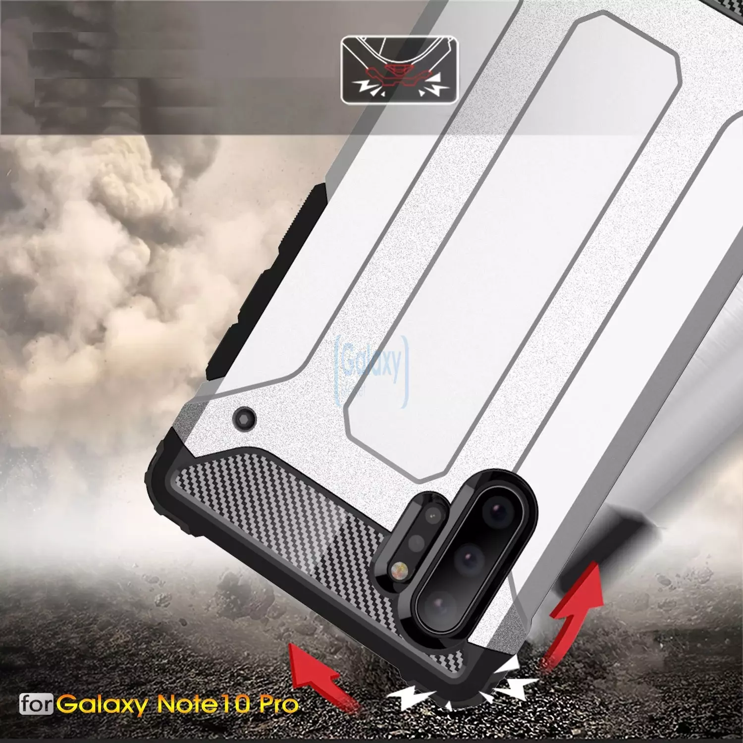 Чехол бампер Rugged Hybrid Tough Armor Case для Samsung Galaxy Note 10 Plus Silver (Серебрянный)