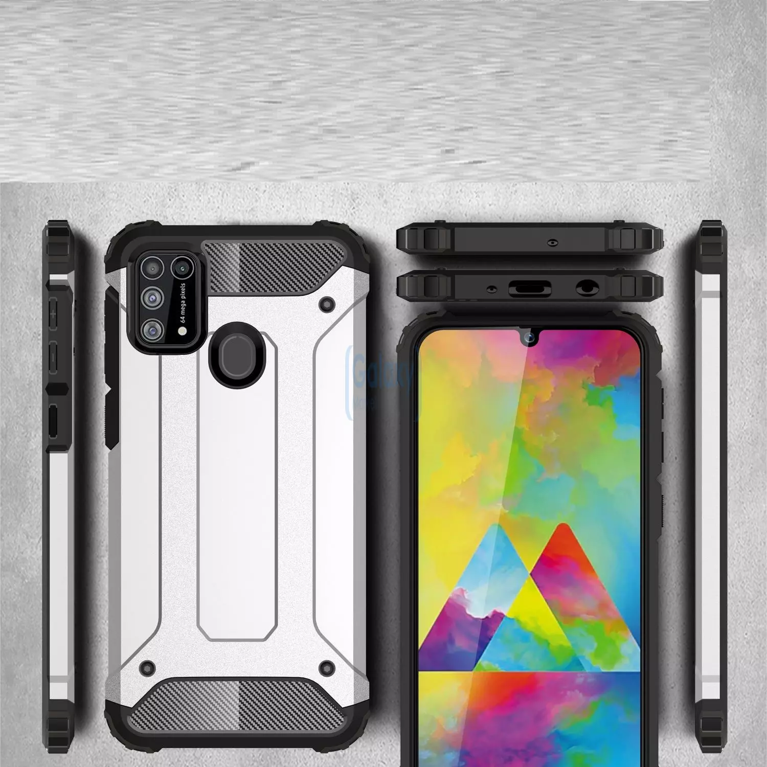 Чехол бампер Rugged Hybrid Tough Armor Case для Samsung Galaxy M21 Black (Черный)