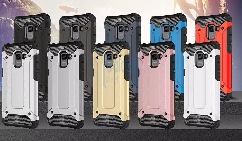 Чехол бампер Rugged Hybrid Tough Armor Case для Samsung Galaxy A6 Plus 2018 Black/Bronze (Черный / Бронзовый)