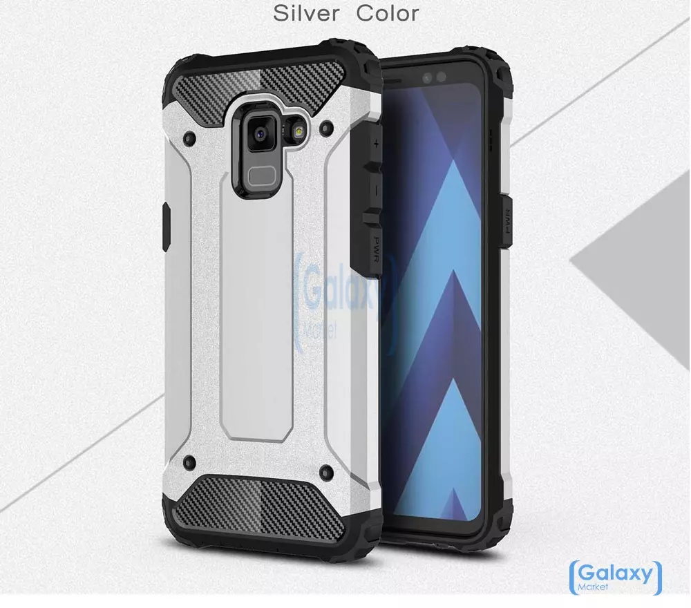 Чехол бампер Rugged Hybrid Tough Armor Case для Samsung Galaxy A6 Plus 2018 Silver (Серебряный) Чехол бампер Rugged Hybrid Tough Armor Case для Samsung Galaxy A6 Plus 2018 Silver (Серебряный)