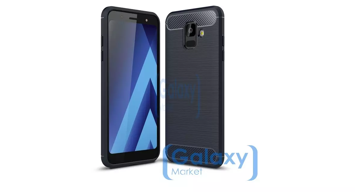 Чехол бампер Ipaky Carbon Fiber для Samsung Galaxy J6 2018 Blue (Синий)