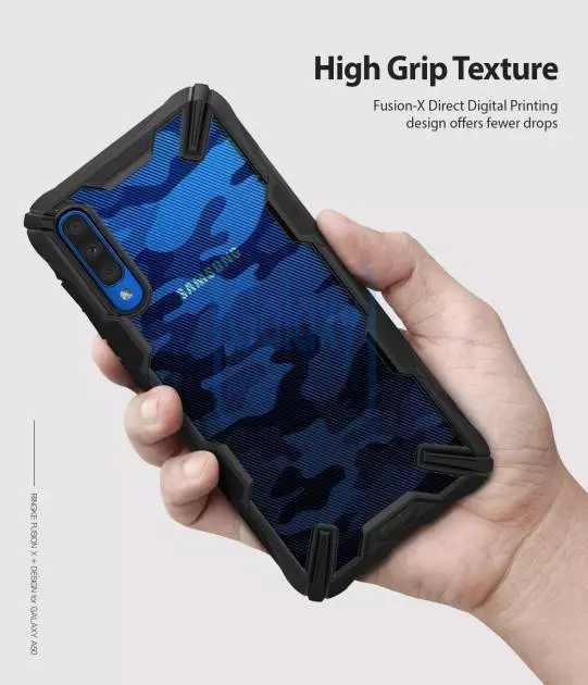 Чехол бампер Ringke Fusion-X Design для Samsung Galaxy A50s Camo Black (Камуфляж Черный)
