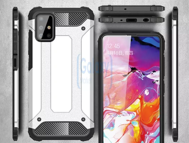 Чехол бампер Rugged Hybrid Tough Armor Case для Samsung Galaxy A51 Silver (Серебристый)