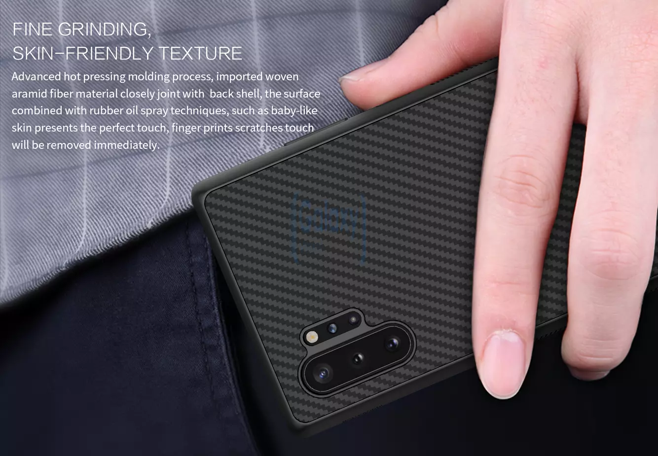 Чехол бампер Nillkin Synthetic Fiber для Samsung Galaxy Note 10 Plus Black (Черный)