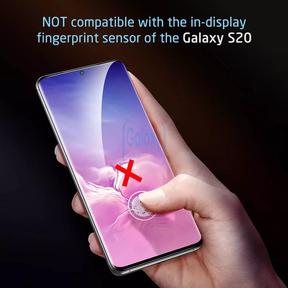 Защитное стекло ESR Screen Shield 3D Glass с рамкой для поклейки для Samsung Galaxy S20 Clear (Прозрачный)