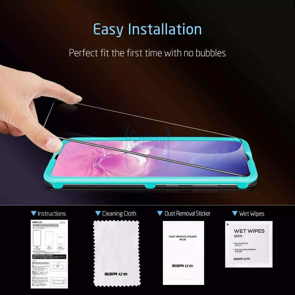 Защитное стекло ESR Screen Shield 3D Glass 2 Pack (2 шт. в комплекте) с рамкой для поклейки для Samsung Galaxy S20 Clear (Прозрачный)
