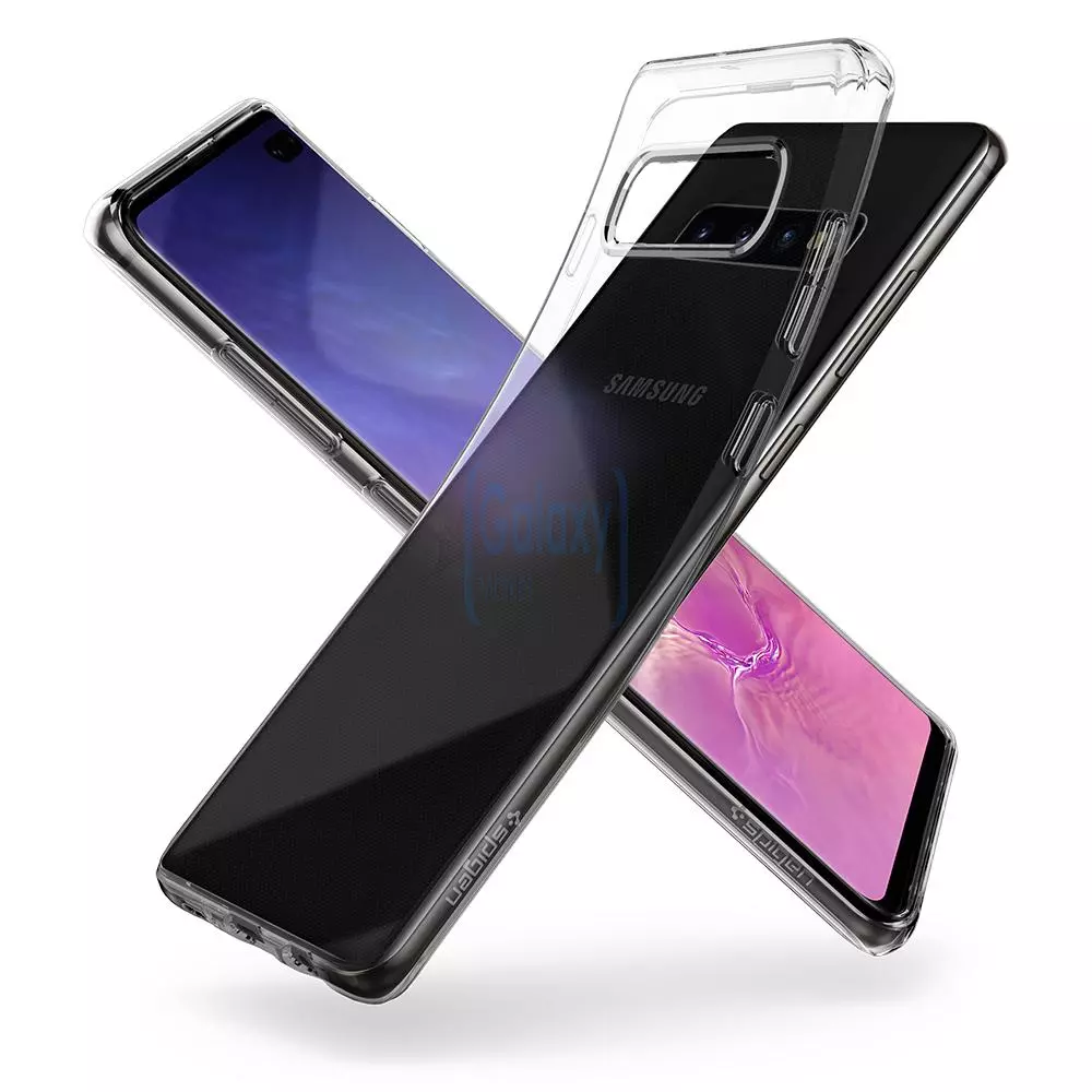 Чехол бампер Spigen Case Liquid Crystal Series для Samsung Galaxy S10 Plus Crystal Clear (Прозрачный)