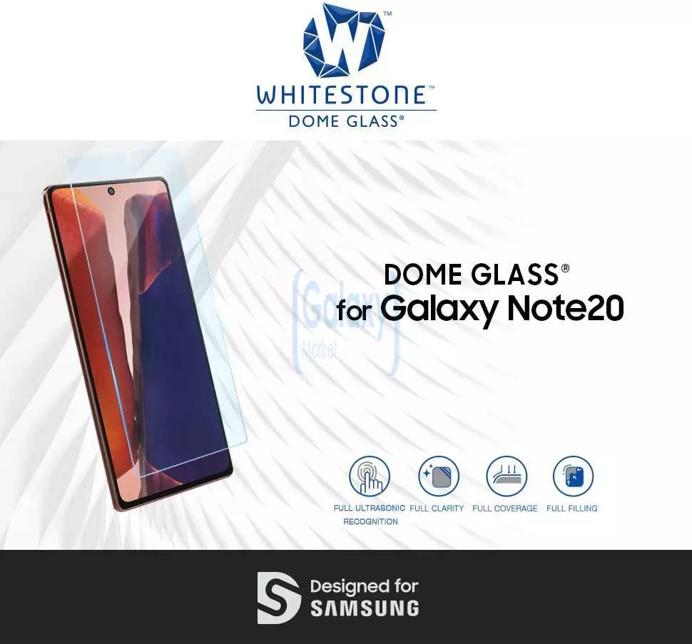Премиальное Защитное стекло Whitestone Dome Glass для Samsung Galaxy Note 20 (Комплектация с ультрафиолетовой лампой 2 шт. в коплекте)