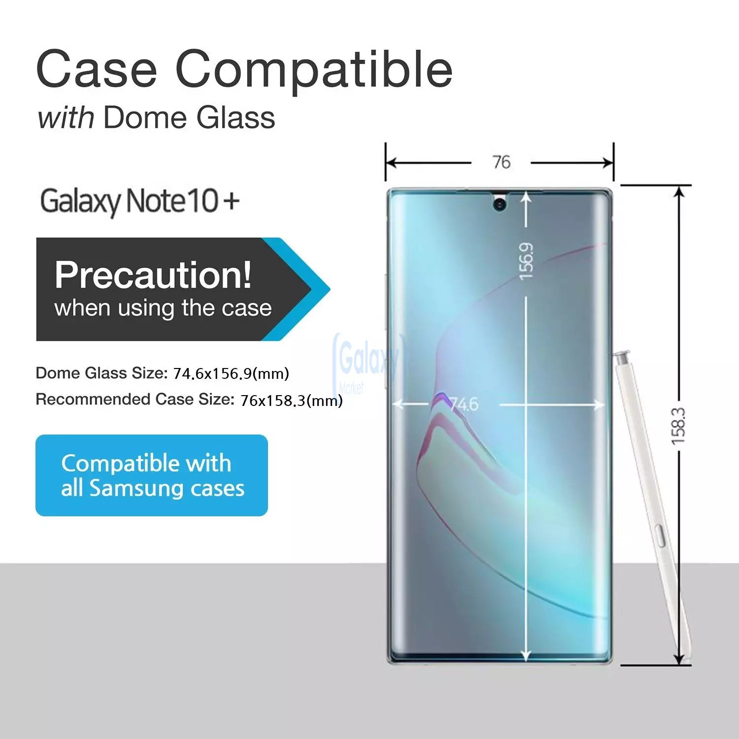 Премиальное Защитное стекло Whitestone Dome Glass для Samsung Galaxy Note 10 Plus (Комплектация с ультрафиолетовой лампой)