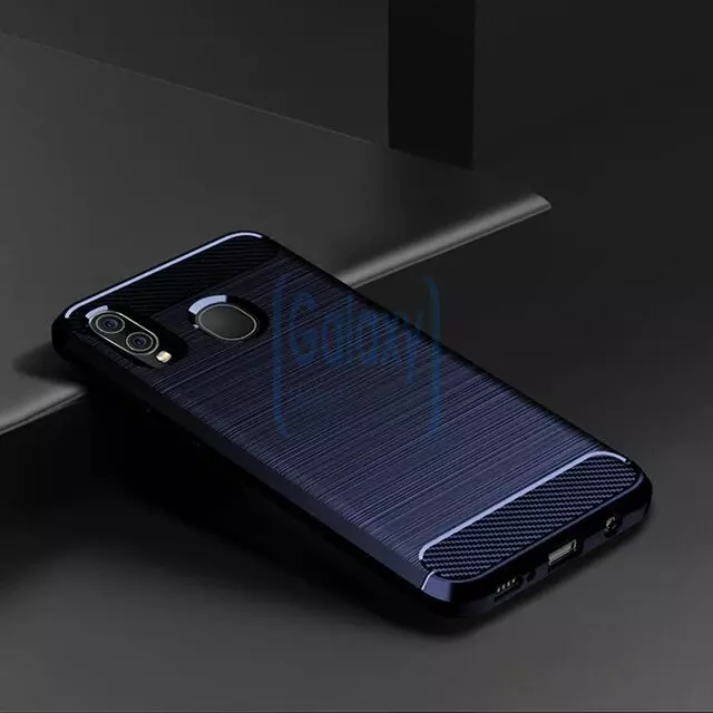 Чехол бампер Ipaky Carbon Fiber для Samsung Galaxy A20 Blue (Синий)