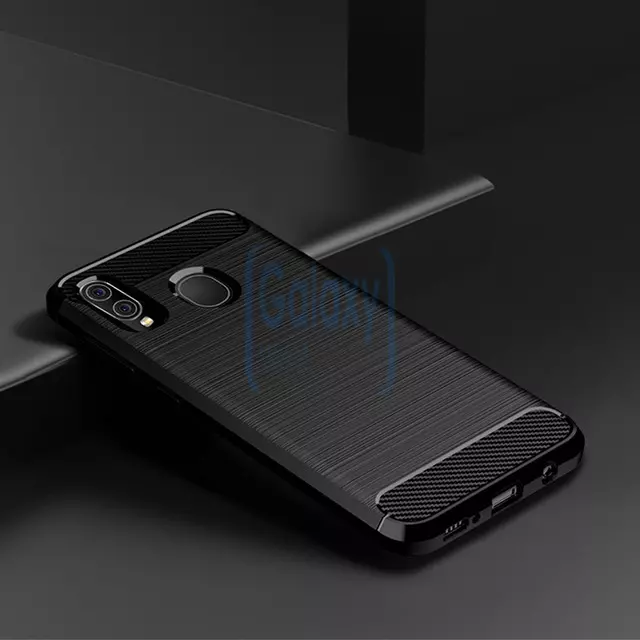 Чехол бампер Ipaky Carbon Fiber для Samsung Galaxy A20 Black (Черный)