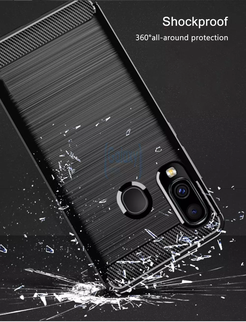 Чехол бампер Ipaky Carbon Fiber для Samsung Galaxy A20 Blue (Синий)