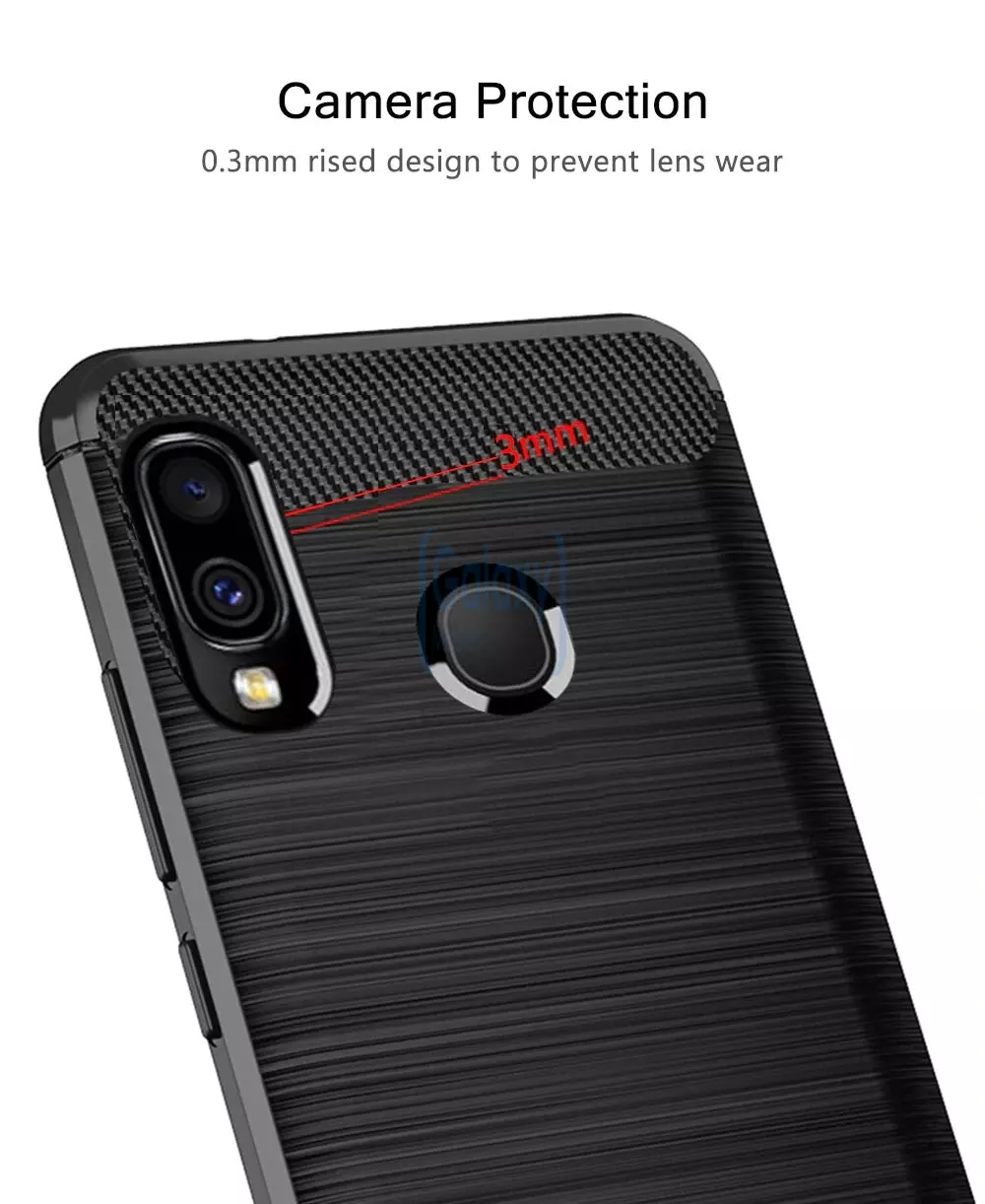 Чехол бампер Ipaky Carbon Fiber для Samsung Galaxy A20 Blue (Синий)