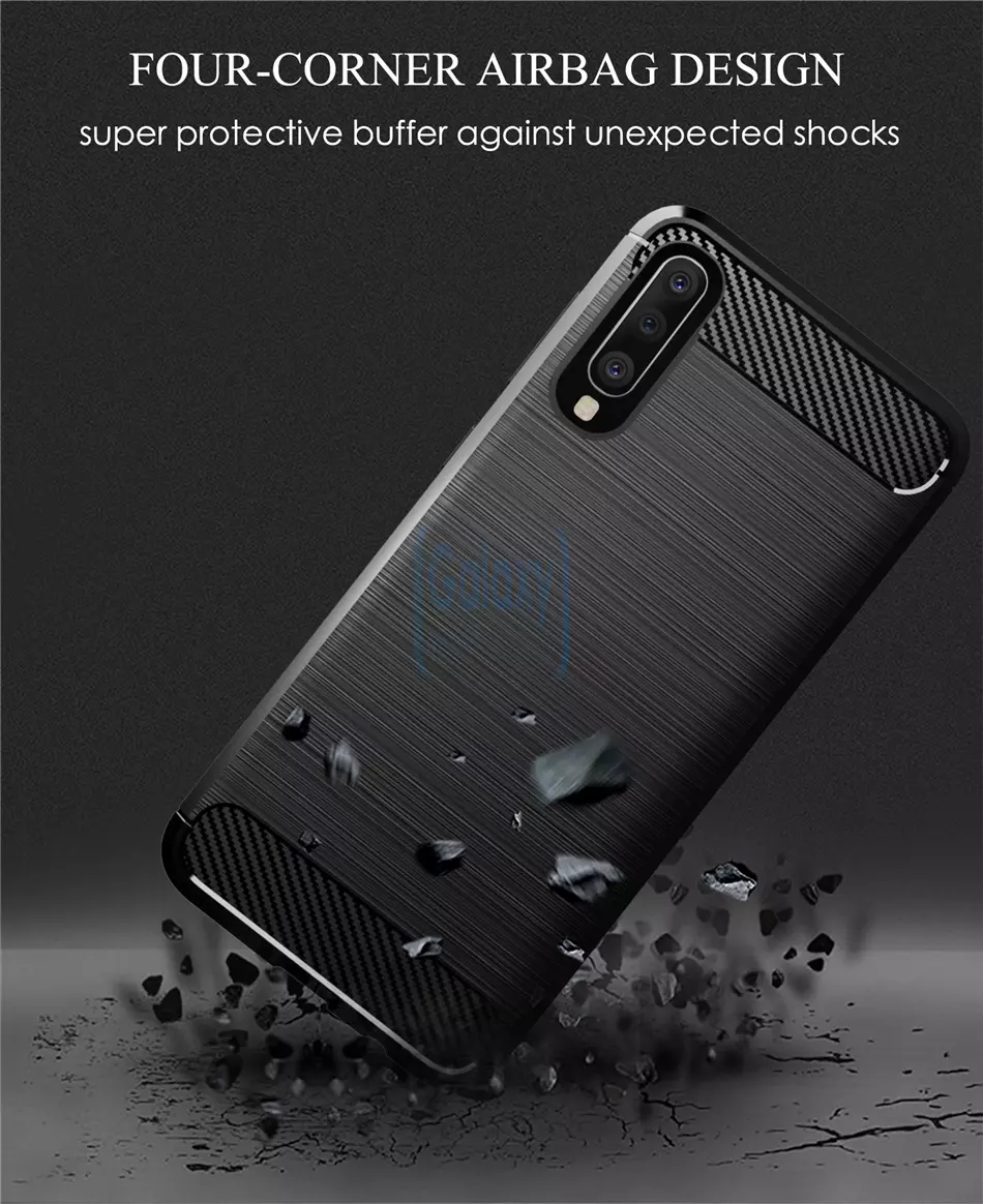 Чехол бампер Ipaky Carbon Fiber для Samsung Galaxy A50 Black (Черный)