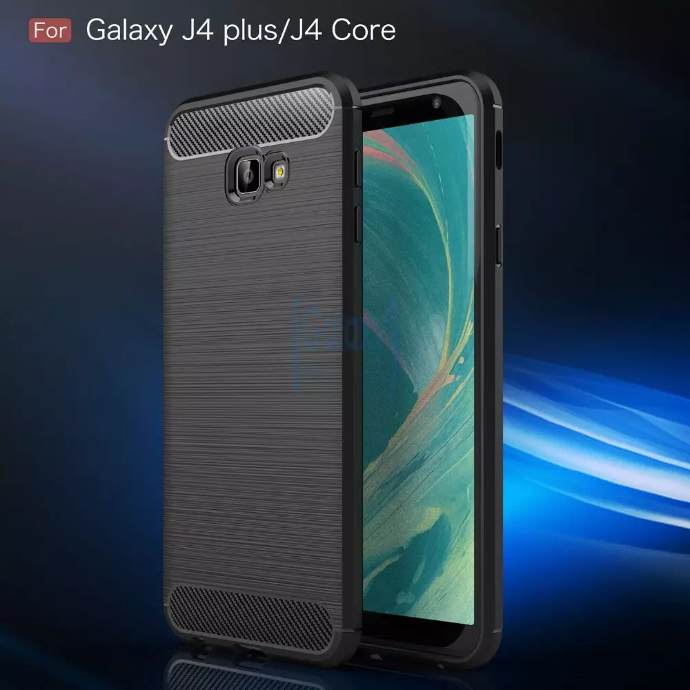Чехол бампер Ipaky Carbon Fiber для Samsung Galaxy J4 Plus Blue (Синий)