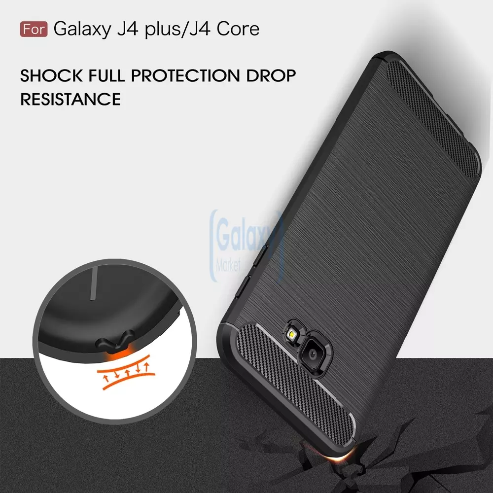 Чехол бампер Ipaky Carbon Fiber для Samsung Galaxy J4 Plus Gray (Серый)