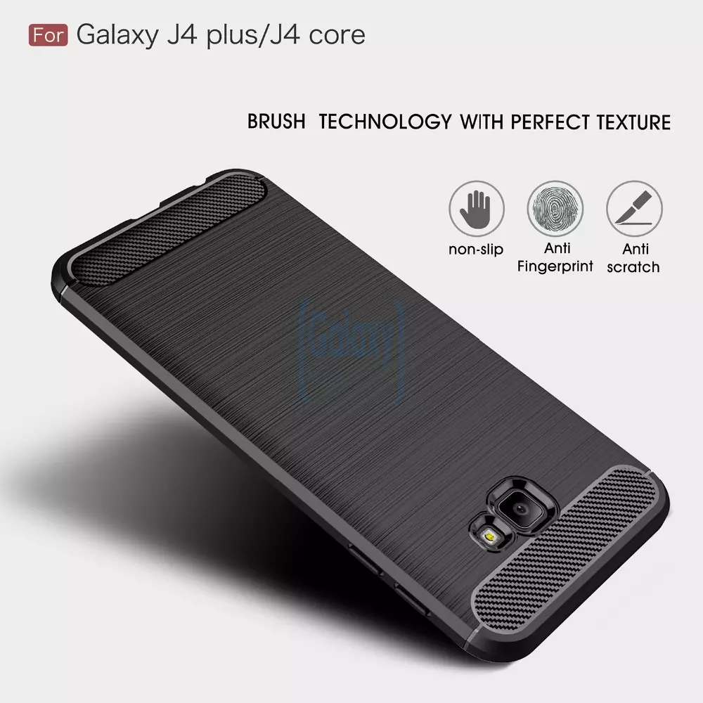 Чехол бампер Ipaky Carbon Fiber для Samsung Galaxy J4 Plus Blue (Синий)