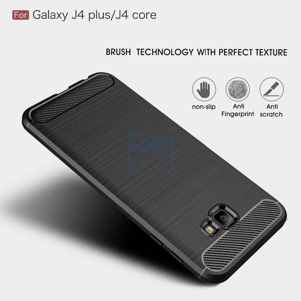 Чехол бампер Ipaky Carbon Fiber для Samsung Galaxy J4 Plus Gray (Серый)
